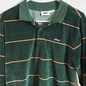 Obey velvet polo shirt, long sleeve